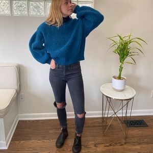 Blue flared sleeve sweater